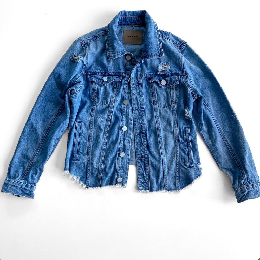 Blank NYC Light Blue Distressed Denim Jacket-Size Medium